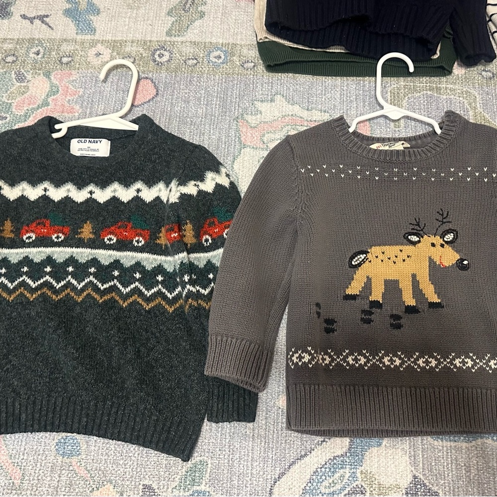 Old Navy/ Carters Kids' Sweater Set with Cars and Reindeer - Christmas